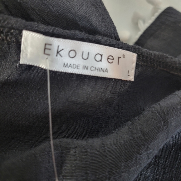 Ekouaer swimsuit cover up or robe one size black with white ball trim with tag - Picture 7 of 10